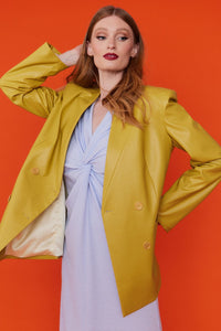 Faux Suede Double Face Blazer Yellow