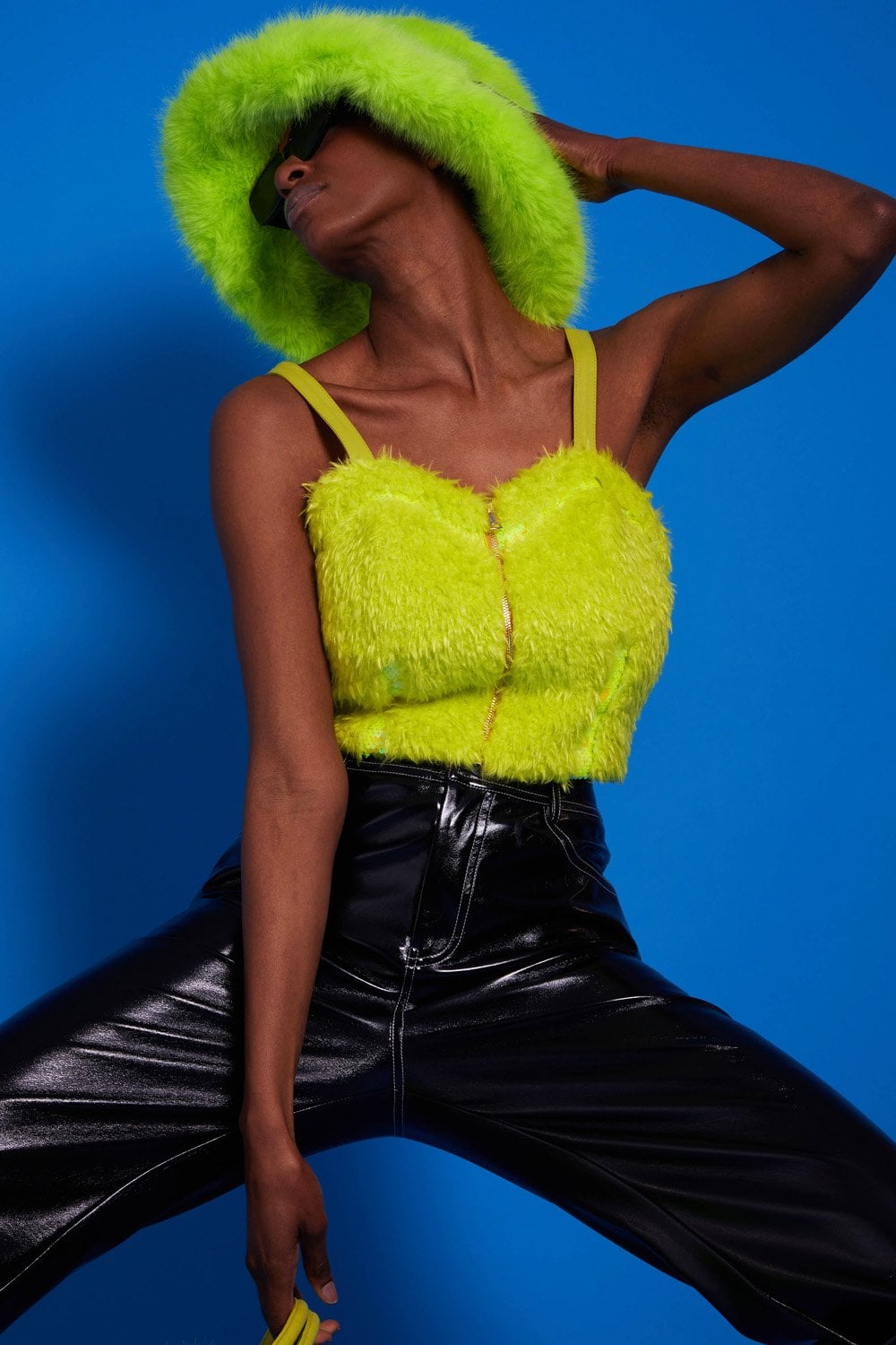 Lime Green Faux Fur Top