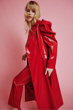 Lade das Bild in den Galerie-Viewer, Red Eco Leather Grande Trench Coat
