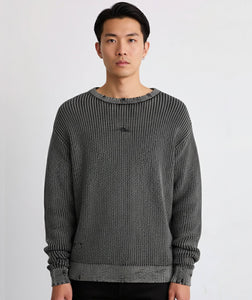 Distressed Knit Sweater Faded Black