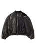 Faux Leather Ribbed Collar Blouson
