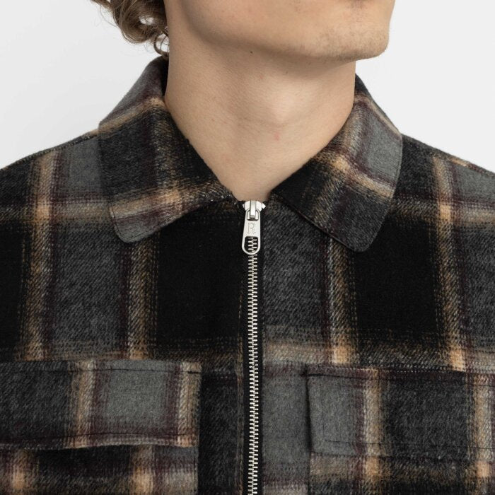 Lined Overshirt with Zip Black