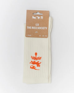 AVY Organic Crew Socks Ecru/Orange