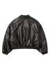 Faux Leather Ribbed Collar Blouson