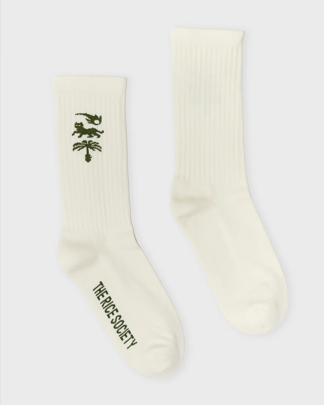 AVY Organic Crew Socks Ecru/Green