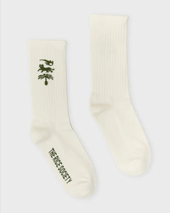 AVY Organic Crew Socks Ecru/Green
