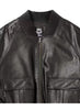 Faux Leather Ribbed Collar Blouson