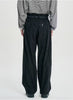 Fringed Stripe Curved Pants Black