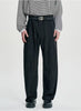 Fringed Stripe Curved Pants Black