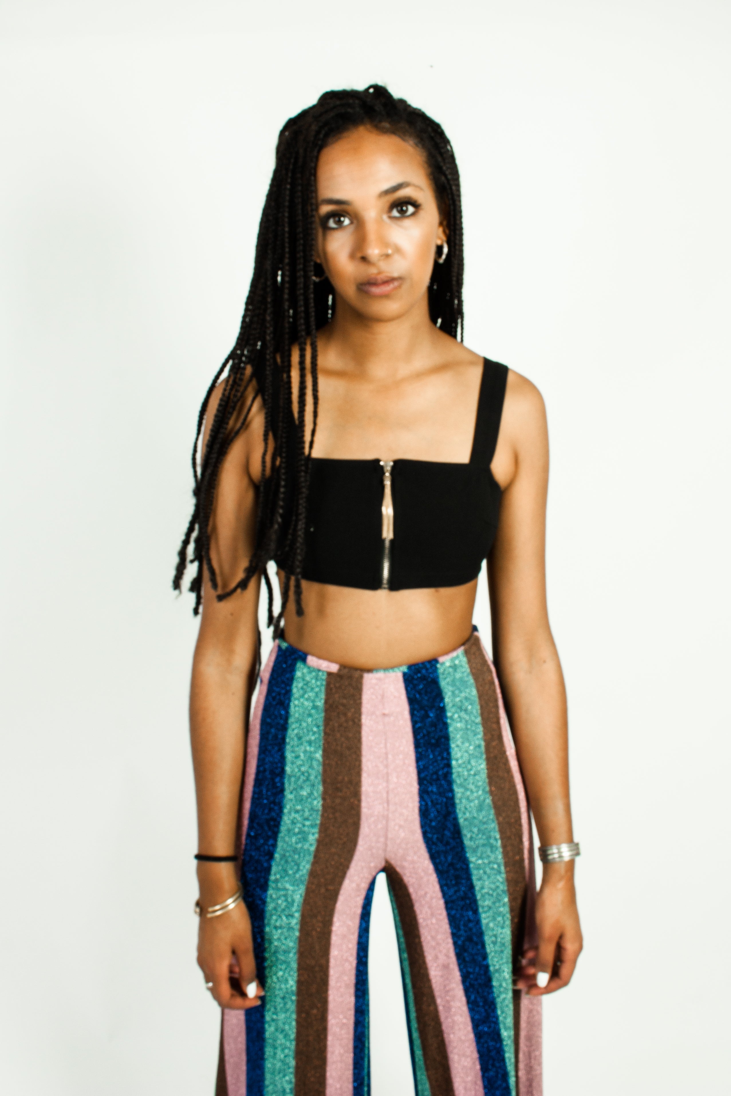 Tassel Zip Bralet Black