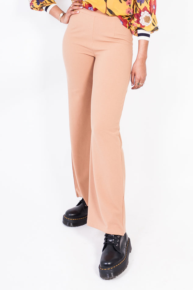 High Waist Wide Leg Trouser Nude