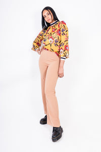 High Waist Wide Leg Trouser Nude