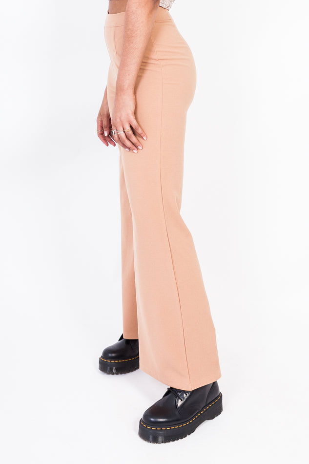 High Waist Wide Leg Trouser Nude