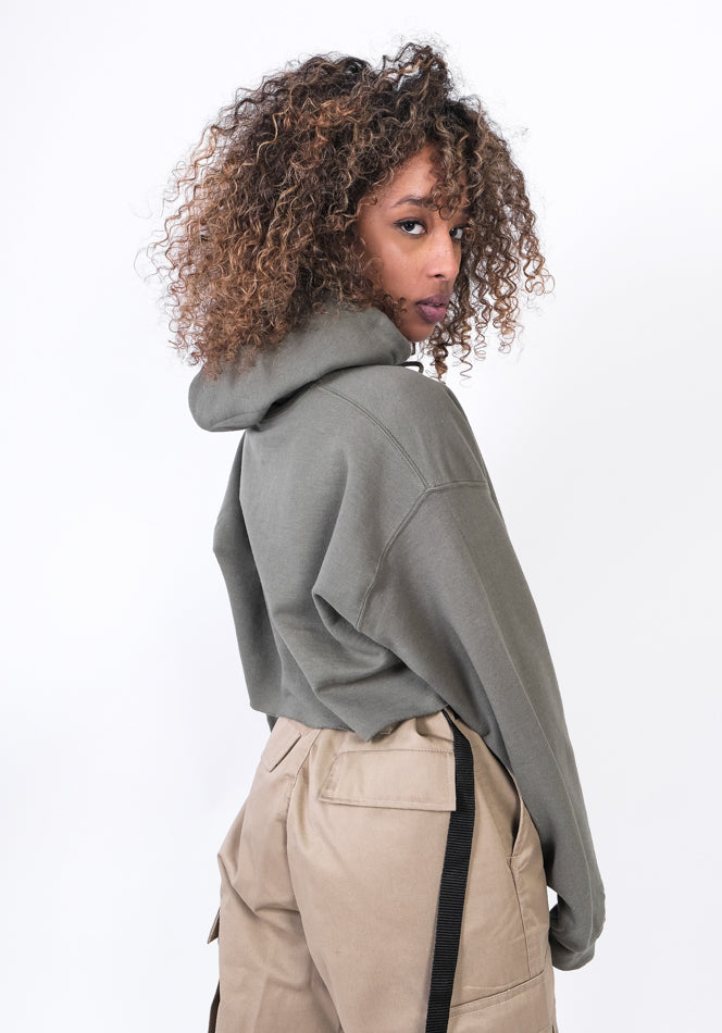 Heavy Hoody Cropped Military Green